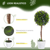 easycomfort easycomfort set 2 piante artificiali verdi a sfera con fiori di lavanda e vaso con muschio e cemento 24x60 cm