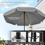 easycomfort easycomfort set da giardino 6 pezzi in acciaio con 4 sedie pieghevoli ombrellone e tavolo rotondo grigio e nero