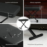 easycomfort easycomfort sgabello per pianoforte pieghevole e regolabile su 4 altezze in pelle pu schiuma e metallo 60x32x53 63 cm nero