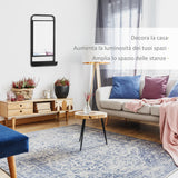 easycomfort easycomfort specchio da parete con mensola inferiore e struttura in metallo 36 2x12x71 7cm nero