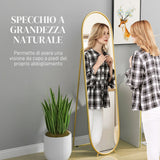 easycomfort easycomfort specchio verticale ovale da terra con supporto in vetro e metallo 40x41x159 cm tonalita oro