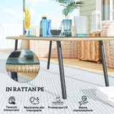 easycomfort easycomfort tavolino da giardino in rattan pe con piano in vetro e acciaio 110x60x40 cm legno naturale