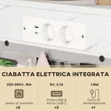 easycomfort easycomfort tavolino da salotto a forma di c effetto marmo con prese di corrente e usb integrate bianco