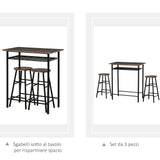easycomfort easycomfort tavolo alto con 2 sgabelli per cucina soggiorno bar struttura in acciaio con poggiapiedi e mensola ean 8054144130316