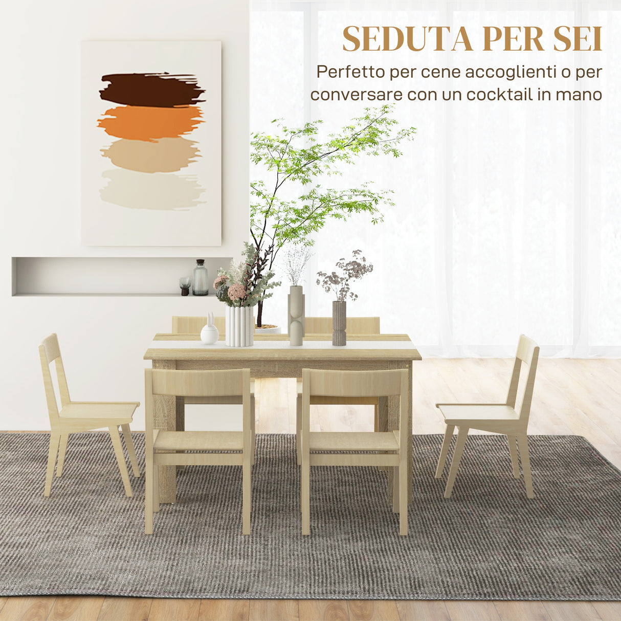 easycomfort easycomfort tavolo da pranzo moderno per 6 persone max in truciolato 140x89 5x75 cm bianco e color rovere
