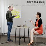 easycomfort easycomfort tavolo da pranzo rotondo e industriale per 2 persone in legno e acciaio 80x75 cm nero e color legno
