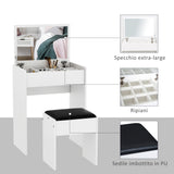 easycomfort easycomfort tavolo da trucco con specchio richiudibile tavolo da trucco moderno con sgabello vano contenitore 10 scomparti mdf bianco 60 2 x 40 2 x 79cm ean 8054144132143