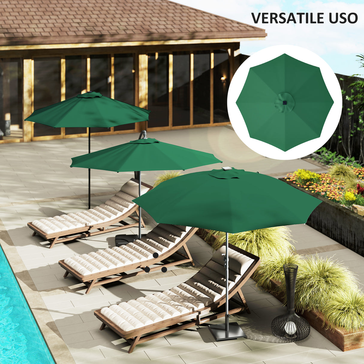 easycomfort easycomfort telo di ricambio per ombrellone da 3 m a 8 stecche poliestere anti uv 50 verde
