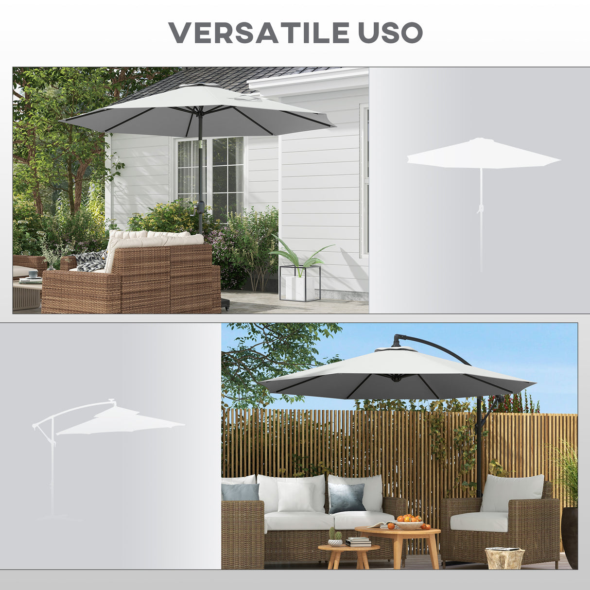 easycomfort easycomfort telo per ombrellone da 295 cm in poliestere bianco resistente allacqua con presa daria superiore