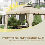 easycomfort easycomfort tettuccio di ricambio per gazebo da giardino 3x3m con tetto a 2 livelli in poliestere beige