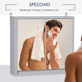 easycomfort easycomfort armadietto doppia porta a vetro con ripiano regolabile da bagno da parete legno 48x14 5x45cm grigio ean 8054111845229