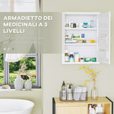 easycomfort easycomfort armadietto medicinali a parete con 2 ripiani e 2 chiavi in acciaio 40x15x53 5 cm bianco