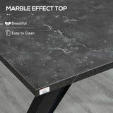 easycomfort easycomfort bancone bar tavolo alto stile industriale effetto marmo legno e acciaio 120x60x102 cm nero