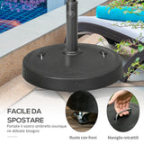 easycomfort easycomfort base per ombrellone da 23 5kg con 2 manovelle e rotelle in resina e acciaio 53x41 cm nera