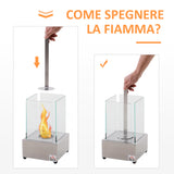 easycomfort easycomfort camino a bioetanolo da tavolo con bruciatore da 0 4l biocamino in acciaio e vetro per interni ed esterni 20x20x33cm argento