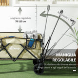 easycomfort easycomfort carrello da giardino pieghevole da 78l in acciaio tessuto oxford e plastica 105x52x70 110 cm color kaki