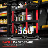 easycomfort easycomfort carrello porta attrezzi a 3 livelli in plastica con maniglie e ruote capacita 91 kg 83x43x97 cm rosso