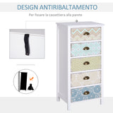 easycomfort easycomfort cassettiera mobiletto vintage con 5 cassetti stile shabby bagno ingresso camera 46 34 97 5cm bianco
