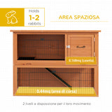 easycomfort easycomfort conigliera da esterno a 2 livelli in legno con vassoio rimovibile per 1 2 conigli arancione