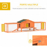 easycomfort easycomfort conigliera da esterno con casetta rampe e 2 recinti in legno 309x69 5x87cm arancione