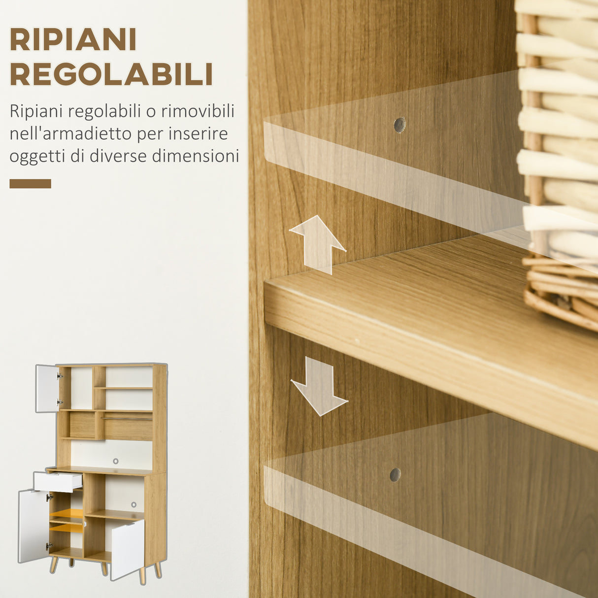 easycomfort easycomfort dispensa da cucina in truciolato con armadietti cassetti ripiani regolabili e appendino 93x40x180 cm