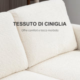 easycomfort easycomfort divano 2 posti moderno in ciniglia con cuscini rimovibili e lavabili 138x70x80 cm bianco crema