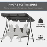 easycomfort easycomfort dondolo da giardino 3 posti con tettuccio regolabile in rattan pe 167x112x153cm grigio scuro