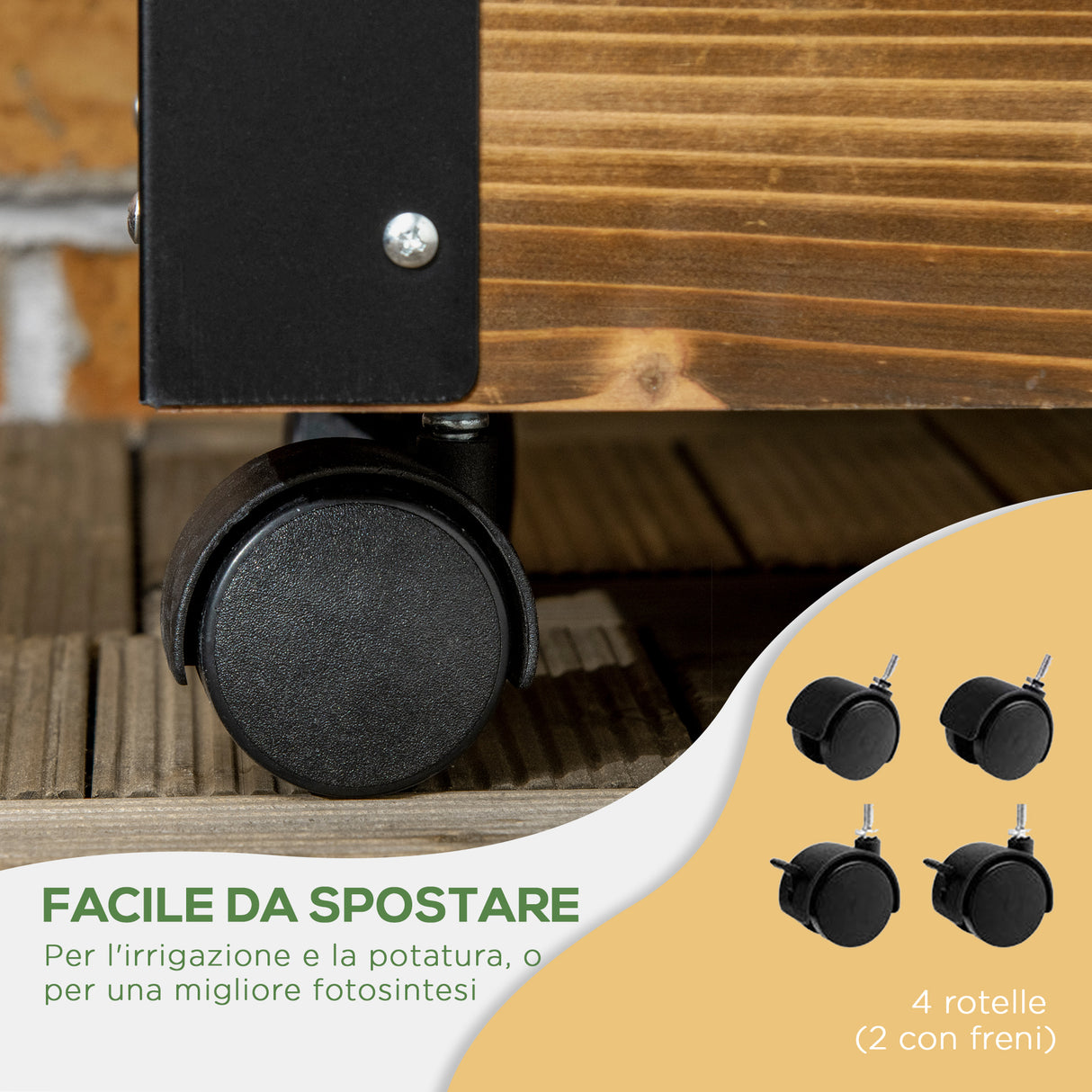 easycomfort easycomfort fioriera con traliccio per rampicanti e rotelle in legno di abete 65x31x147 cm marrone