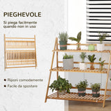 easycomfort easycomfort fioriera da esterno a 3 livelli in bambu con design rialzato e pieghevole 98x37x96 5 cm color legno
