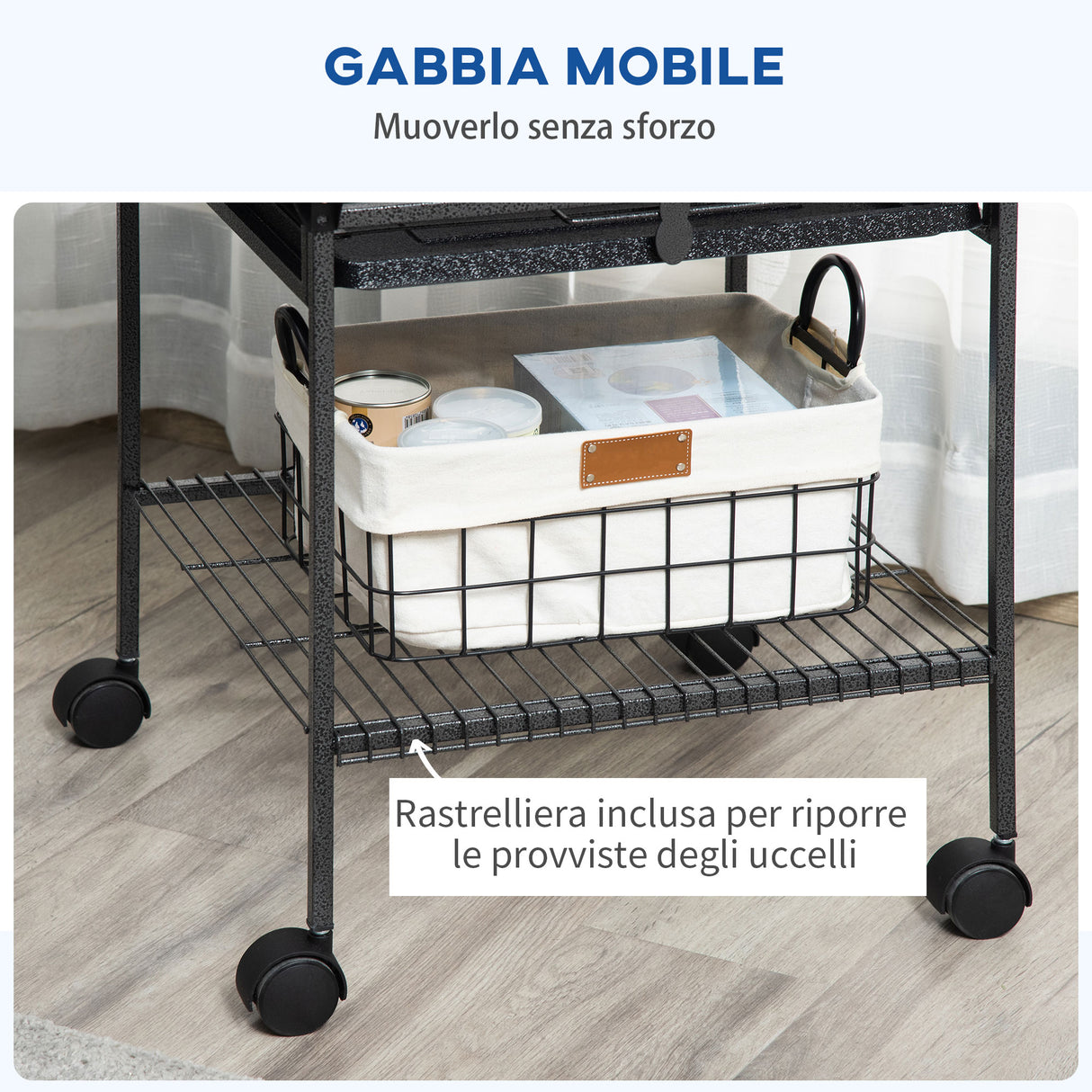 easycomfort easycomfort gabbia per pappagallini con 2 posatoi e scala ad arco in acciaio 62 5x62 5x156 cm grigia
