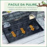 easycomfort easycomfort gabbia per uccelli con 2 posatoi e 3 ingressi in filo metallico e plastica 60x41x41 cm nero