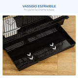 easycomfort easycomfort gabbia per uccelli con scaletta altalena ciotole e giochi in acciaio pp e legno 46x36x100 cm nera