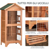 easycomfort easycomfort gabbia per uccelli in legno e metallo a 3 aperture con 4 posatoi e vassoio rimovibile 80 5x57x153 cm arancione