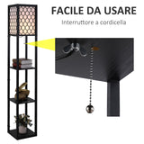 easycomfort easycomfort lampada lampadina da terra salvaspazio con ripiani durevole cotone mdf 26 x 26 x 160 cm nero bianco ean 8054111842280