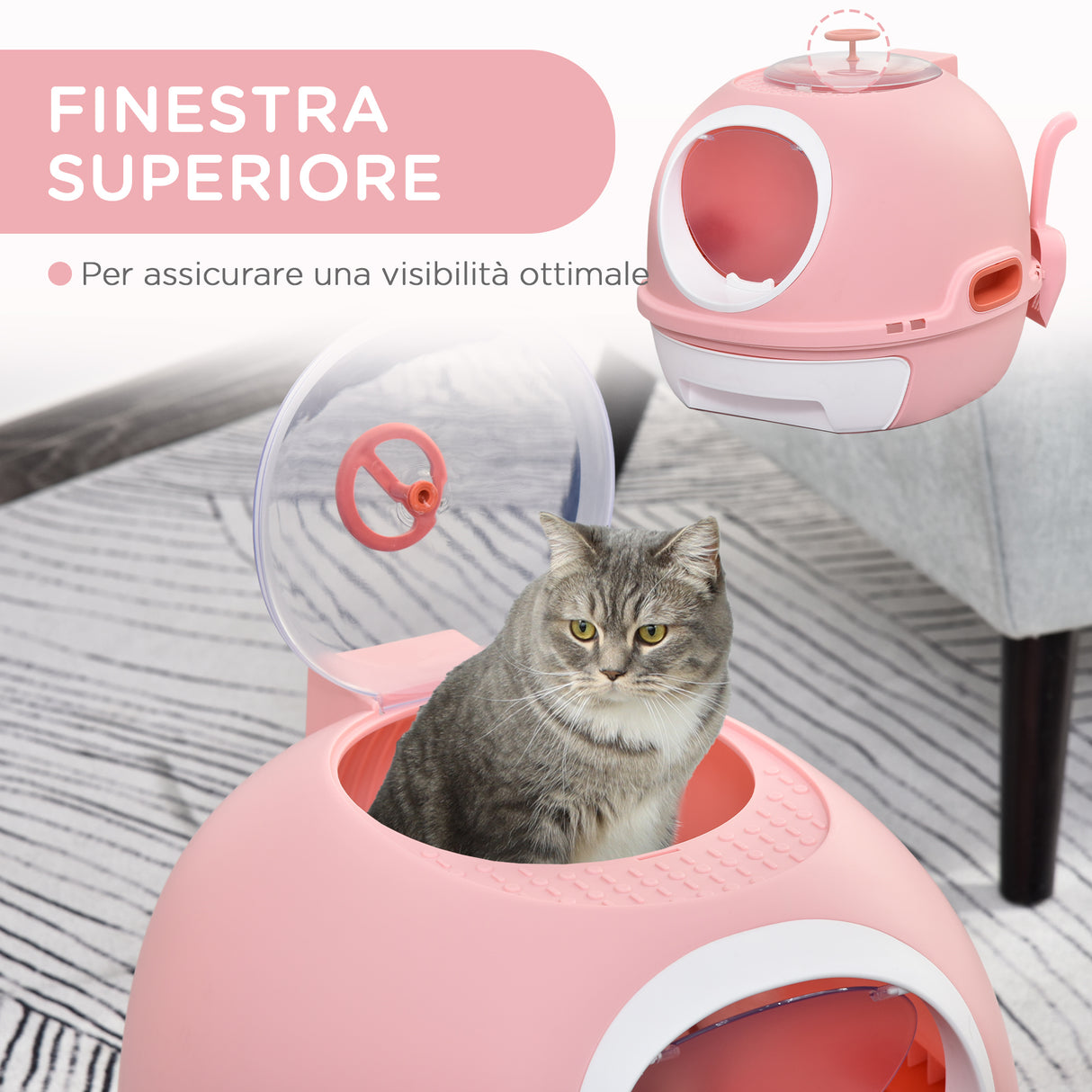 easycomfort easycomfort lettiera per gatti chiusa con vassoio estraibile 2 ingressi e paletta 47x55x44 cm rosa