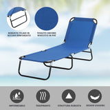 easycomfort easycomfort lettino da giardino con schienale regolabile in 5 posizioni in acciaio e tessuto oxford 188x56x28 cm blu