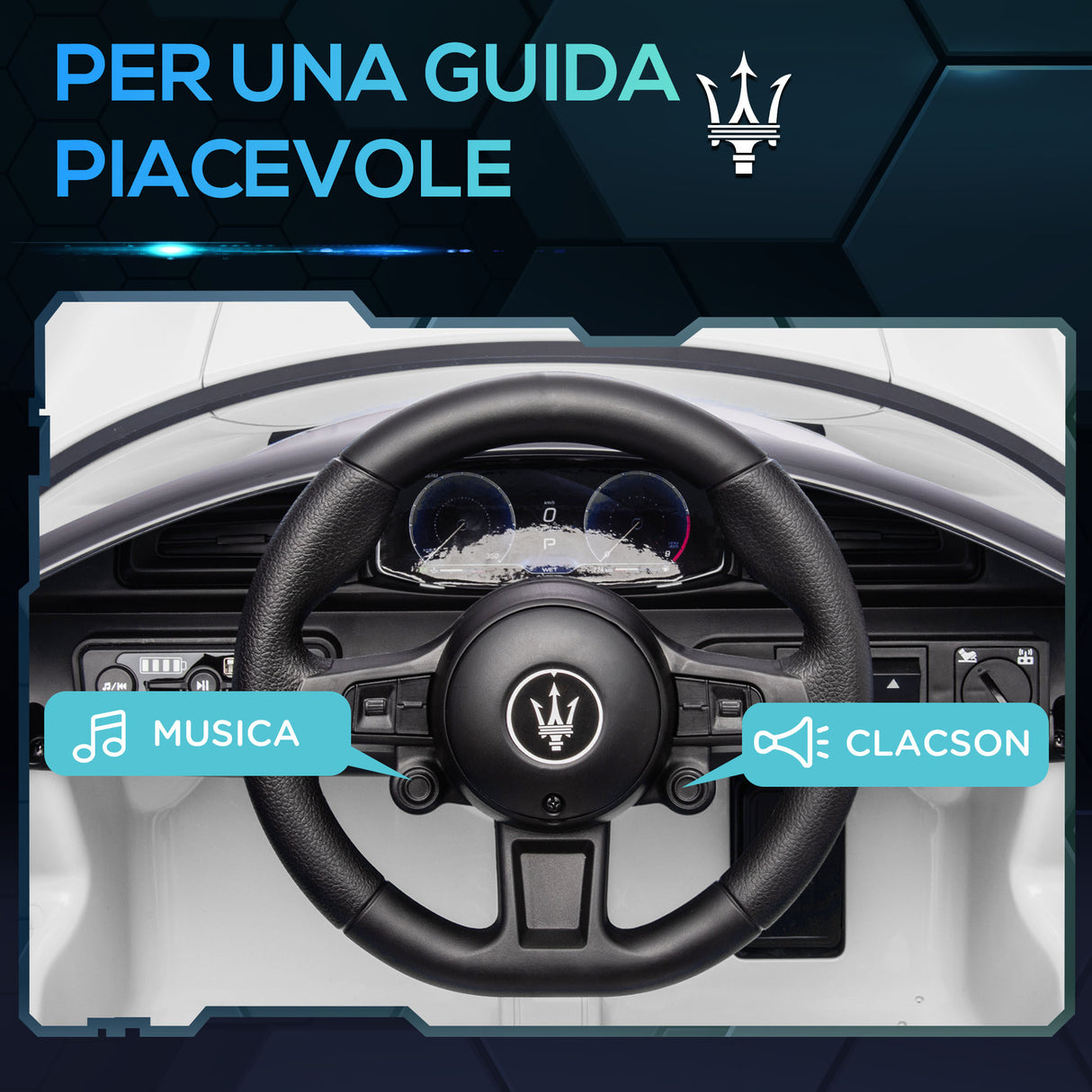 easycomfort easycomfort macchina per bambini 3 6 anni con guida manuale e musica integrata auto maserati mc20 con telecomando e led 3 5 kmh bianco