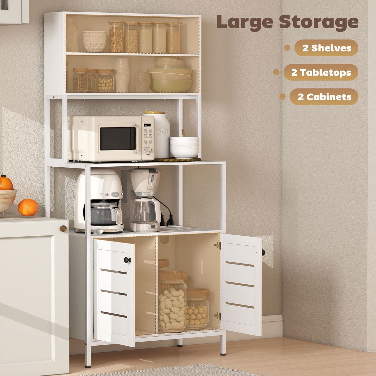 easycomfort easycomfort mobile dispensa con ripiani armadietti e 2 prese di ricarica in legno e acciaio 80x42x171 cm bianco