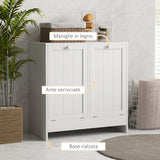 easycomfort easycomfort mobile portabiancheria con 2 scomparti a ribalta in legno 66x33x68cm bianco