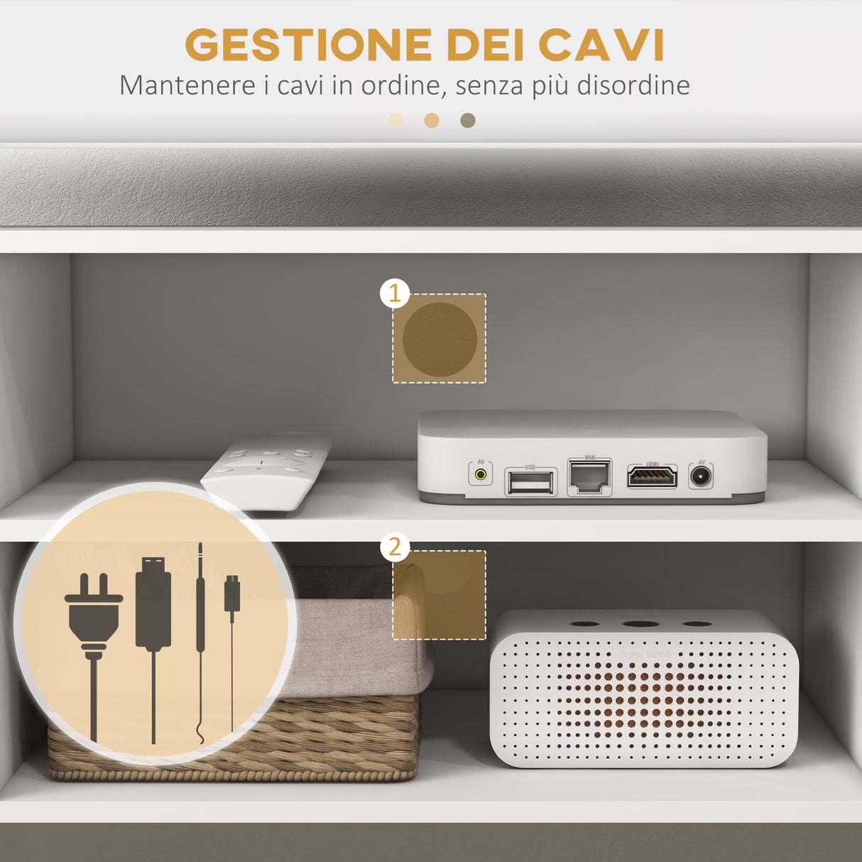 easycomfort easycomfort mobile tv 55 max con 2 armadietti e 2 ripiani aperti in legno e truciolato 120x34x50 cm bianco