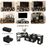 easycomfort easycomfort mobile tv 75 max modulabile con 2 ripiani a l e mensola rettangolare in legno 134 180x30 5x44 cm nero