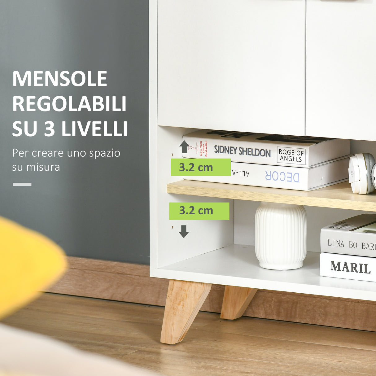 easycomfort easycomfort mobiletto multiuso con armadietto e ripiani aperti mobile da soggiorno cucina ufficio in legno bianco 60x30x78cm