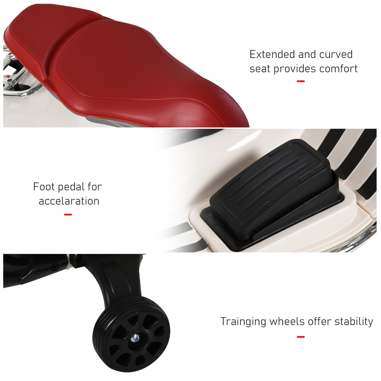 easycomfort easycomfort moto elettrica per bambini con licenza ufficiale vespa 2 rotelle luci e suoni 108x49x75 cm bianca