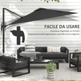 easycomfort easycomfort ombrellone a braccio per esterno con luci a led e angolo regolabile in alluminio e poliestere 3x2 5 m grigio