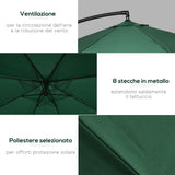 easycomfort easycomfort ombrellone da giardino 3x3 m con zanzariera apertura a manovella e base a croce verde