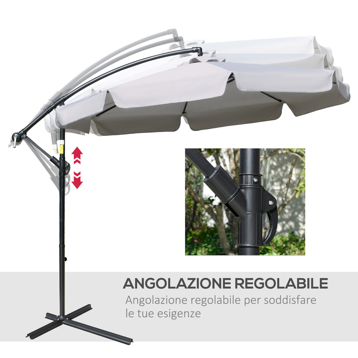 easycomfort easycomfort ombrellone da giardino a braccio con apertura a manovella in metallo e poliestere 2 7x2 7 m grigio
