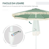 easycomfort easycomfort ombrellone da giardino a manovella inclinabile e palo a 2 sezioni poliestere e metallo 2 6x2 4 m verde