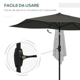 easycomfort easycomfort ombrellone da giardino rettangolare 2x3 m inclinabile con apertura a manovella grigio