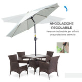 easycomfort easycomfort ombrellone da giardino rotondo con manovella e inclinabile a 3 livelli 265x240 cm crema