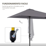 easycomfort easycomfort ombrellone da parete mezzaluna salvaspazio con apertura a manovella grigio